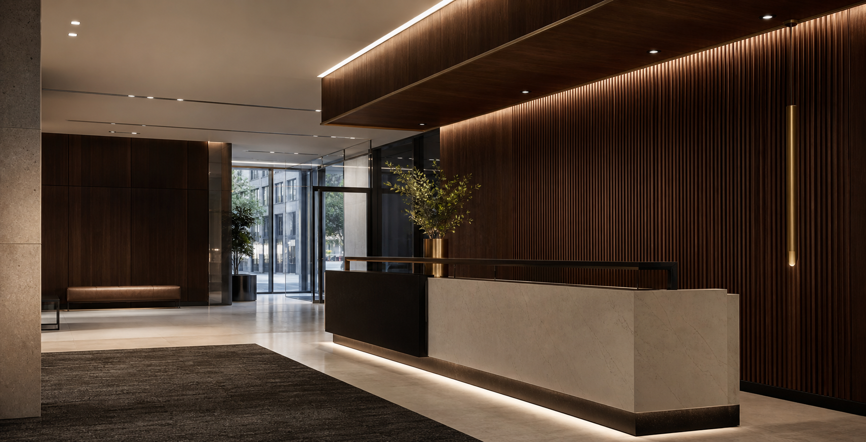 Premium office reception millwork
